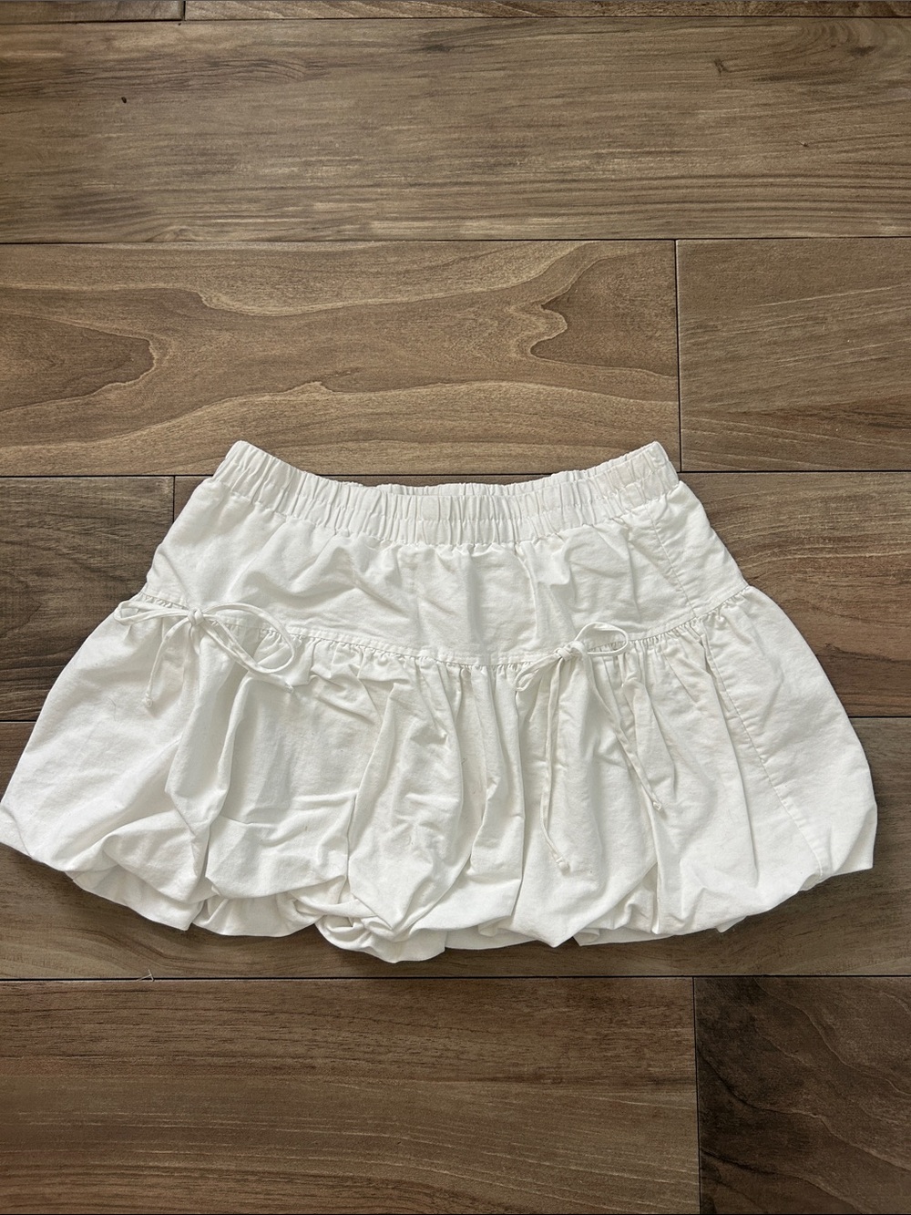 No Boundaries White Bubble Skirt with Ruffle Trim & side bows